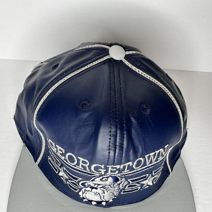 Rare 90s Georgetown Hoyas Leather Strap Back Cap - University James Hamilton Collectible Hat - TreasuTiques