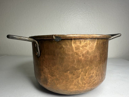 Antique Early 1800s Hand-Hammered French Copper Stew Pot with Dovetail Joints - 10.5" Vintage Cookware - TreasuTiques