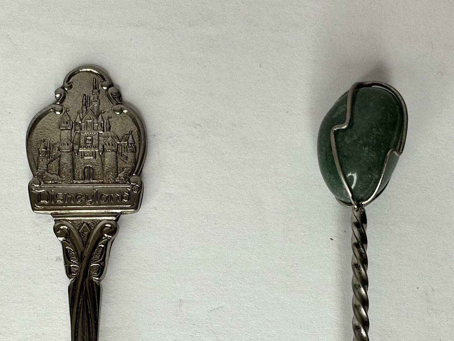 Exquisite Vintage Lot of 4 Collectible Spoons – 1847 Rogers Bros Fork, Disney Mayell England Souvenir, and Gemstone Ladle - TreasuTiques