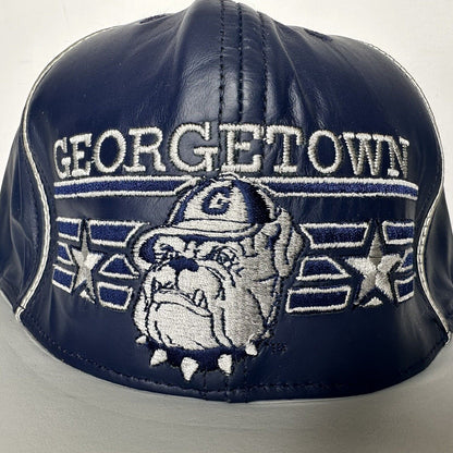 Rare 90s Georgetown Hoyas Leather Strap Back Cap - University James Hamilton Collectible Hat - TreasuTiques