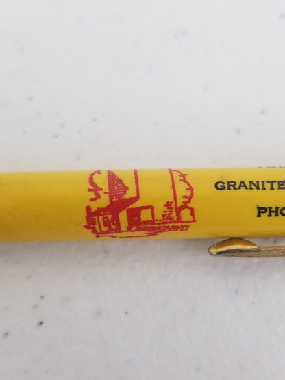 Vintage Advertising Mechanical Pencil - Granite Falls Co-op Elevator Assn. Collectible, Yellow Memorabilia - TreasuTiques