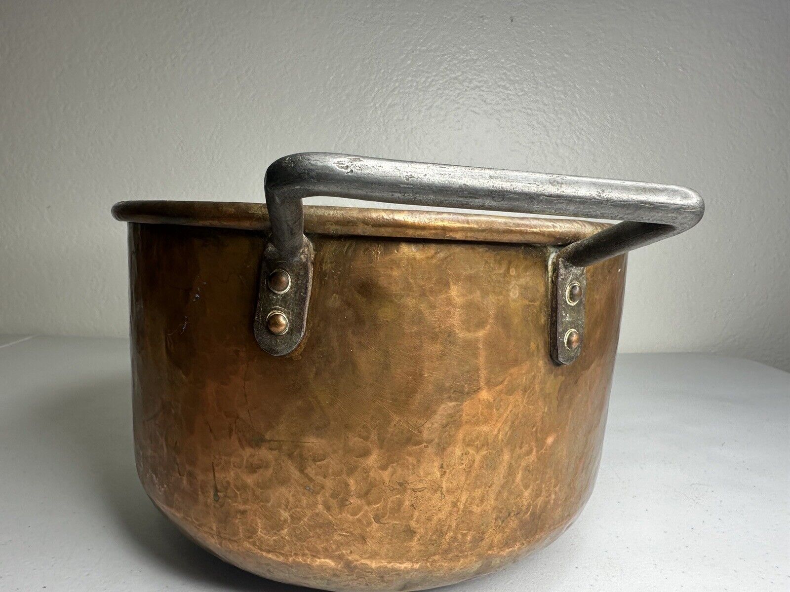 Antique Early 1800s Hand-Hammered French Copper Stew Pot with Dovetail Joints - 10.5" Vintage Cookware - TreasuTiques