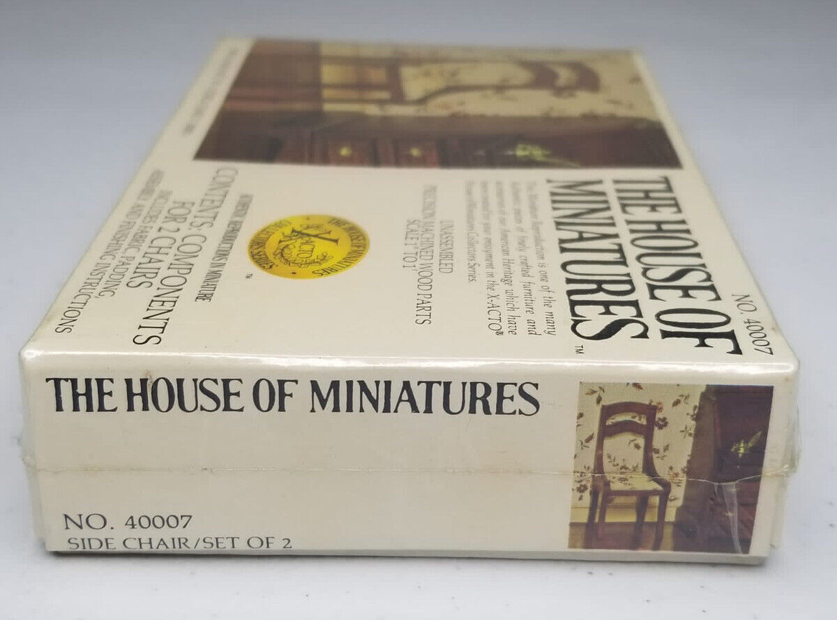 Rare 1977 House of Miniatures No. 40007 X-Acto Kit for 2 Early 1800's Side Chairs - Sealed Box - TreasuTiques