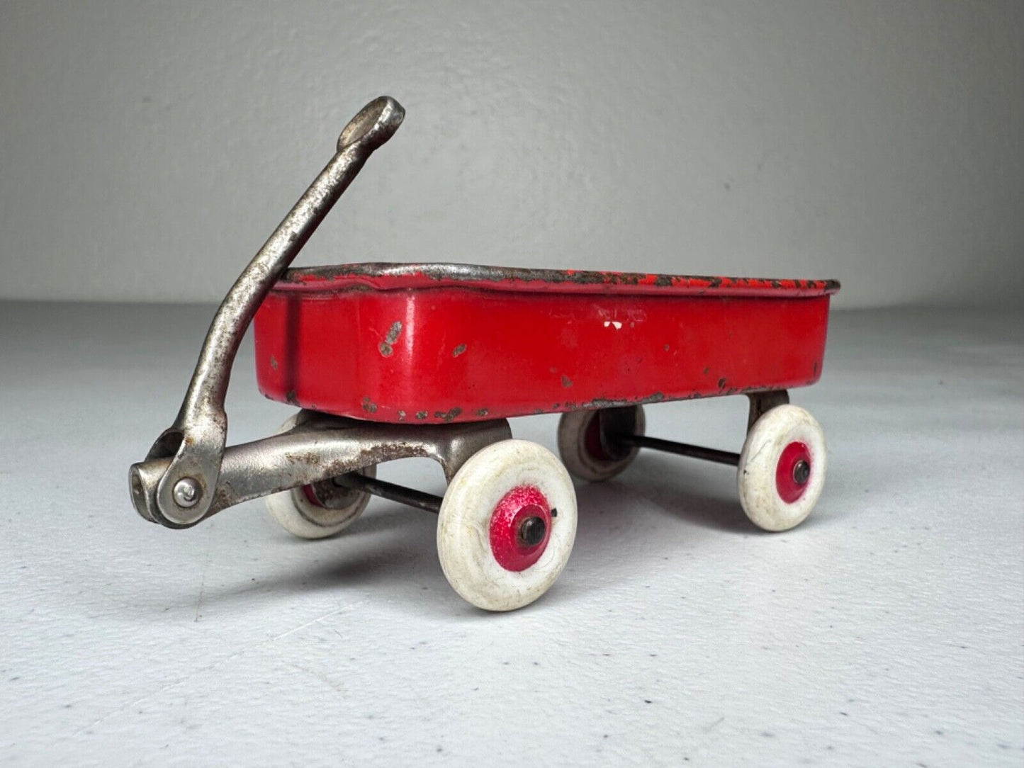 Vintage Miniature Radio Flyer Wagon - Retro Red Toy with White Rubber Wheels | Collectible - TreasuTiques