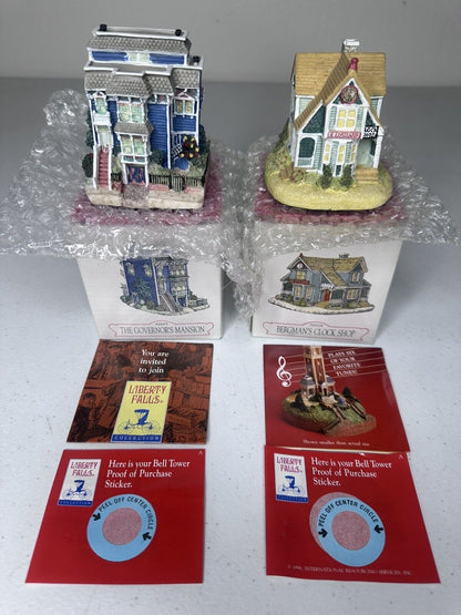 Vintage Liberty Falls Historical Miniatures - Governor’s Mansion & Clock Shop Collectible Set - TreasuTiques