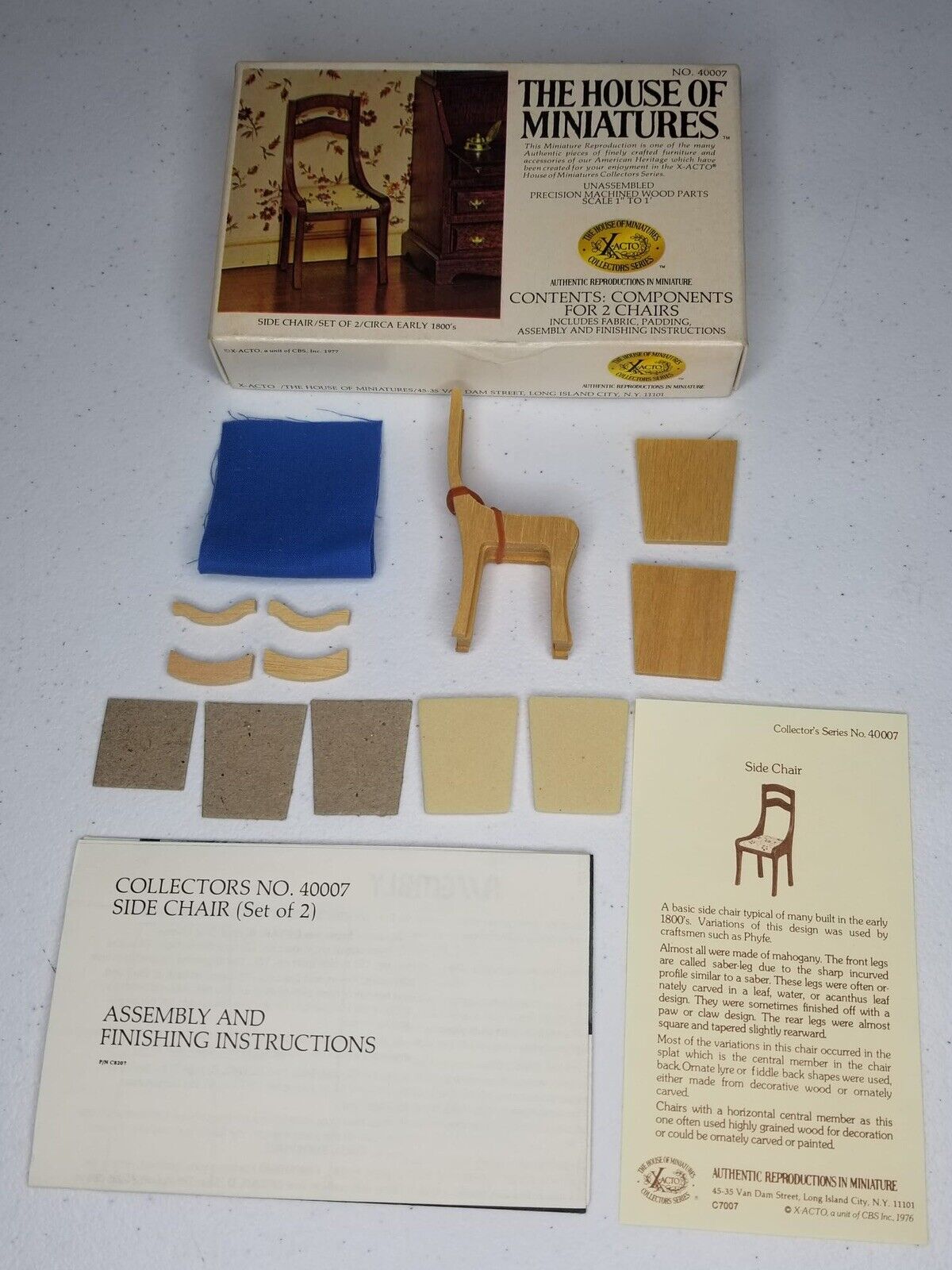 New in Box 1977 House of Miniatures Chair Components X-Acto Kit 40007 - Vintage Dollhouse Furniture - TreasuTiques