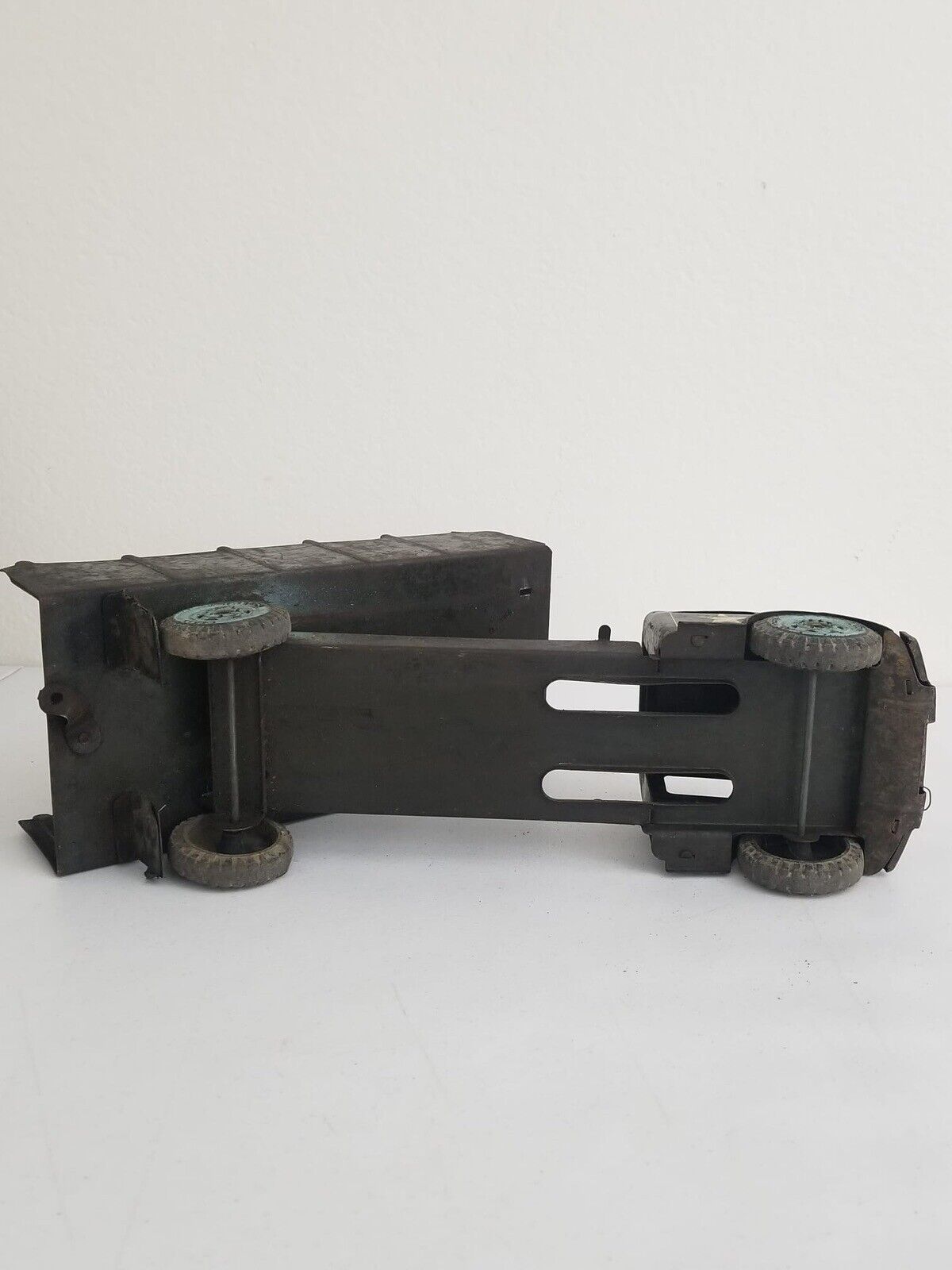 Vintage 1950s LUMAR Military Toy Truck - Pressed Steel Collectible 18.5 Inch - TreasuTiques