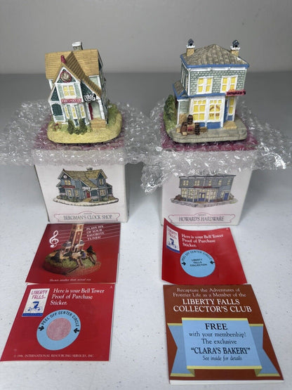 Liberty Falls Christmas Village Set - Bergman Clock Shop & Post Office - Collectible Holiday Decor - TreasuTiques