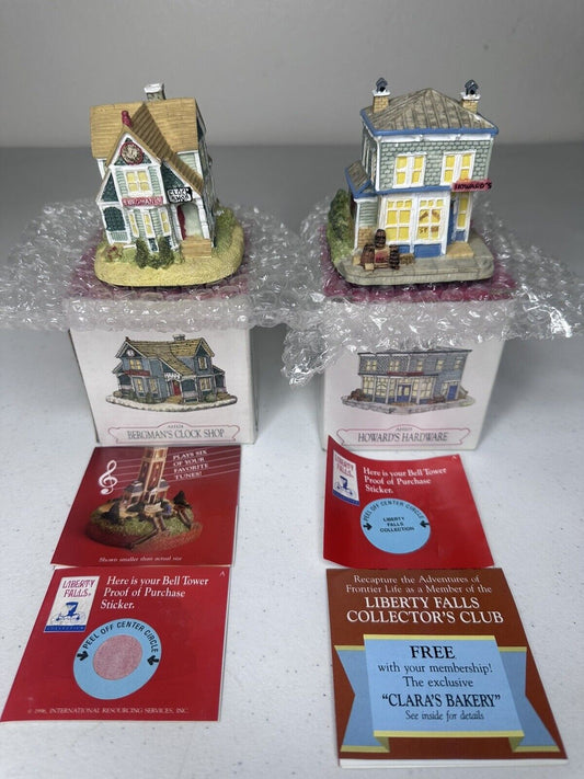 Liberty Falls Christmas Village Set - Bergman Clock Shop & Post Office - Collectible Holiday Decor - TreasuTiques