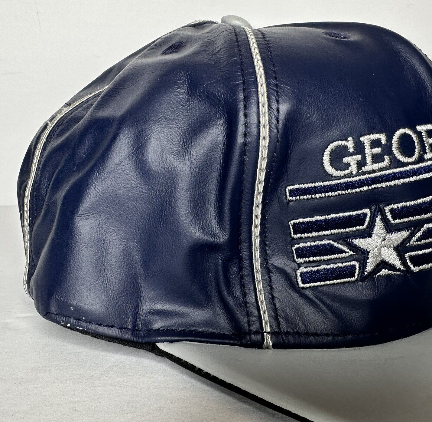 Rare 90s Georgetown Hoyas Leather Strap Back Cap - University James Hamilton Collectible Hat - TreasuTiques