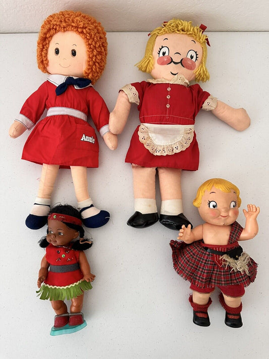 Vintage Lot of 4 Campbell's Soup Annie Knickerbocker Indian Kid Girl Dolls - Collectible Set - TreasuTiques