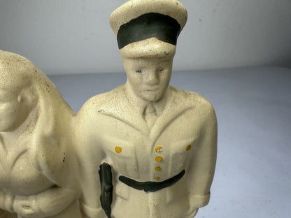 Rare WWI Military Nurse and Sailors Ceramic Statue - US Navy & Army Patriotic Collectible - TreasuTiques