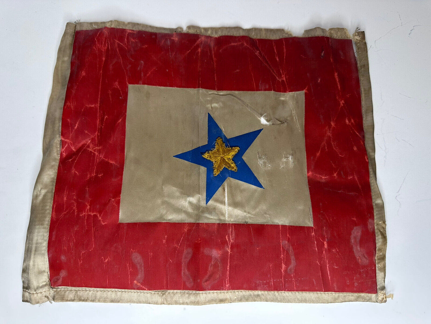 Original World War I Gold Star Mother Window Banner - Symbol of Valor and Sacrifice - TreasuTiques