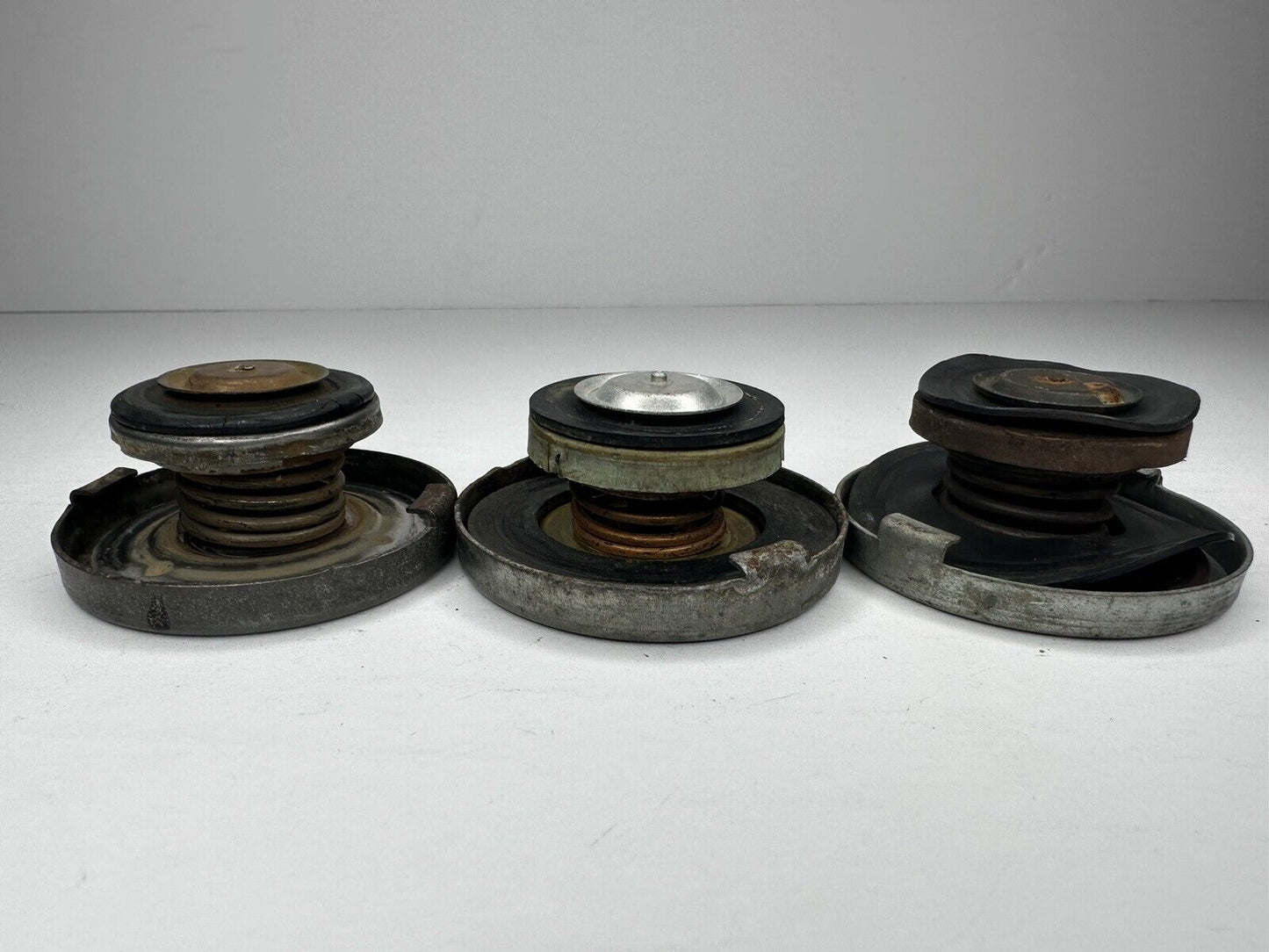 Authentic Trio of Vintage Riveted Radiator Caps - Classic Car Enthusiast's Dream Collectible - TreasuTiques