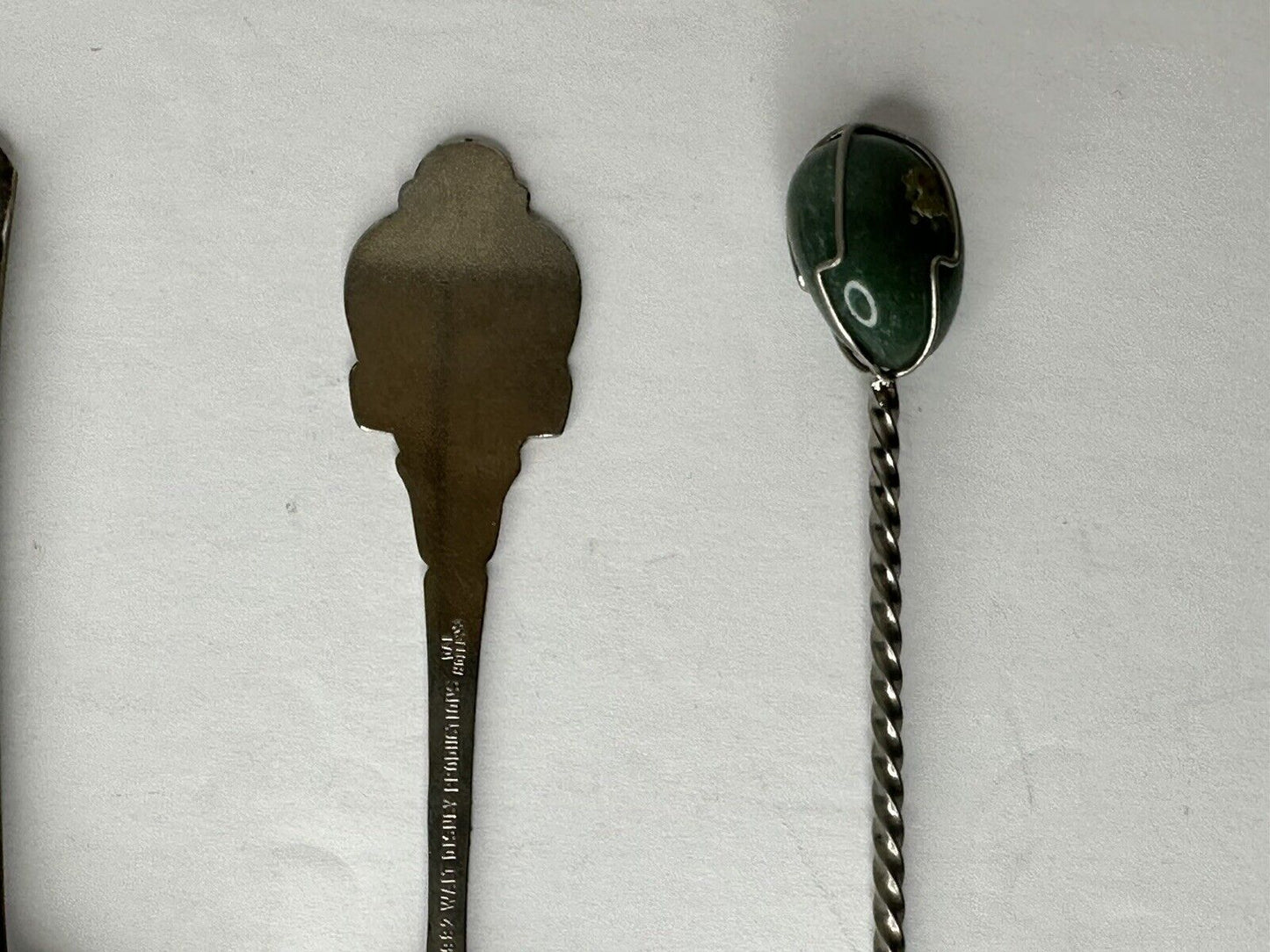 Exquisite Vintage Lot of 4 Collectible Spoons – 1847 Rogers Bros Fork, Disney Mayell England Souvenir, and Gemstone Ladle - TreasuTiques