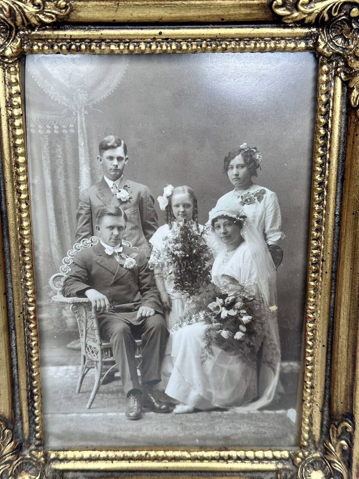 Antique Victorian Family Portrait in Ornate Gold Frame - Timeless Elegance & Vintage Charm - TreasuTiques