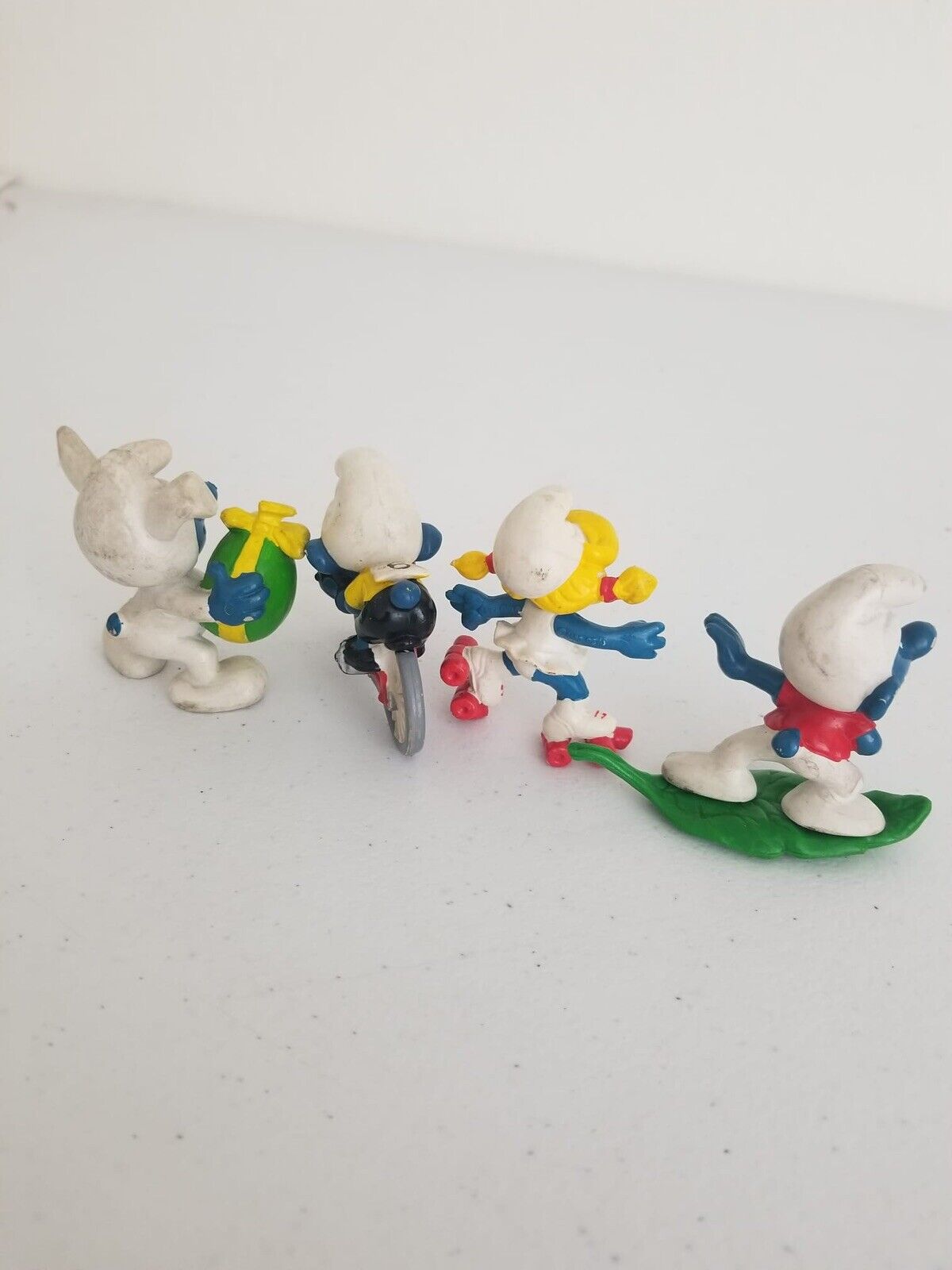 1970s Schleich Peyo Smurfs Set - Biker, Surfer, Roller Skating Smurfette & Easter Gift - TreasuTiques