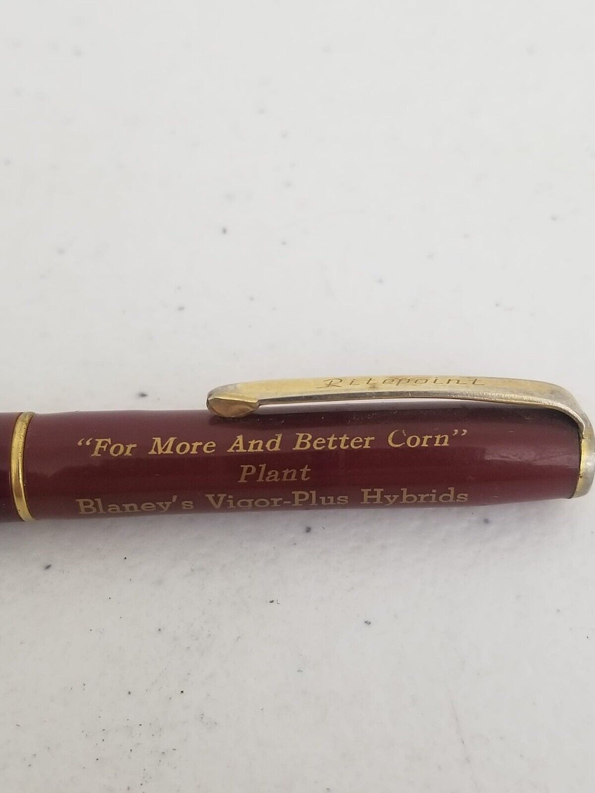 Vintage Ritepoint Mechanical Pencil - Blaney Farms Promotional Collectible, Maroon & Gold - TreasuTiques