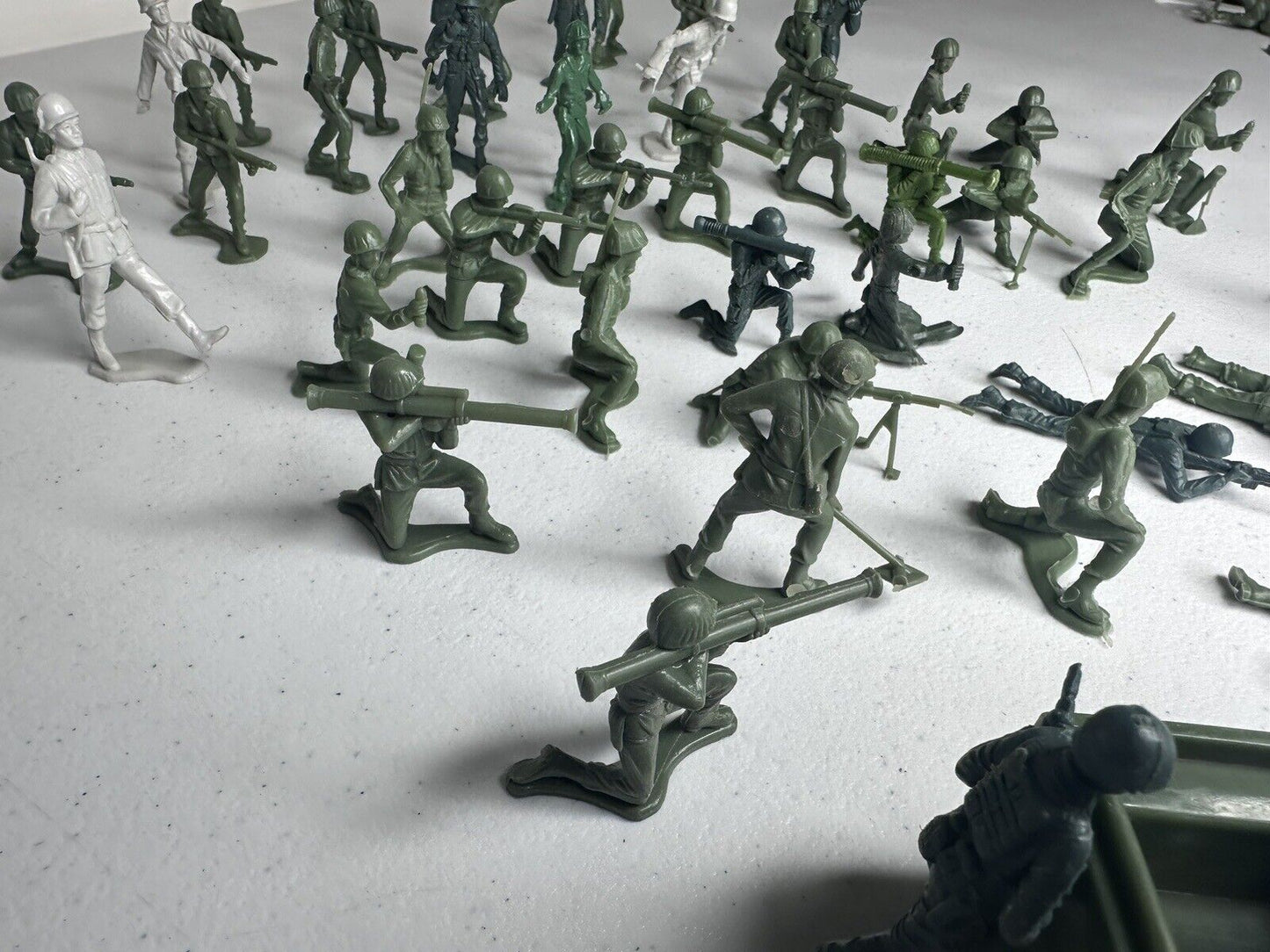 Vintage Tim-Mee & Marx Toy Soldier Lot with Army Jeep and Cannon Playset - Rare Collectible Military Figures - TreasuTiques