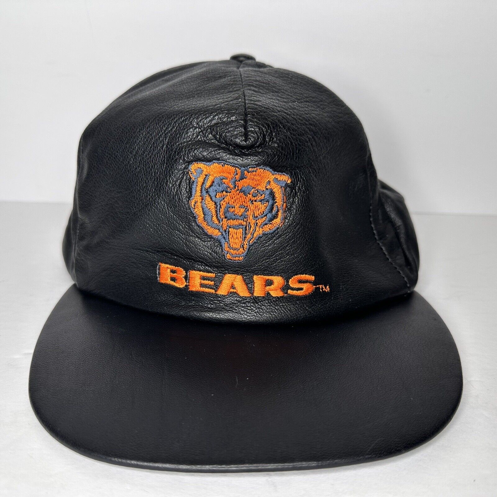 Vintage 90s Chicago Bears Leather Snapback Hat - NFL Football Cap by Cali Fame - TreasuTiques