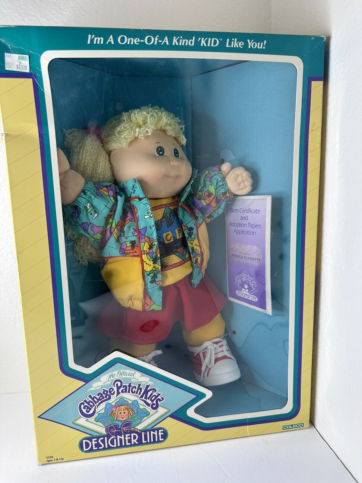 1989 Rare Cabbage Patch Kids Designer Line Doll Rebecca Claudette - Original Box & Papers Included - TreasuTiques