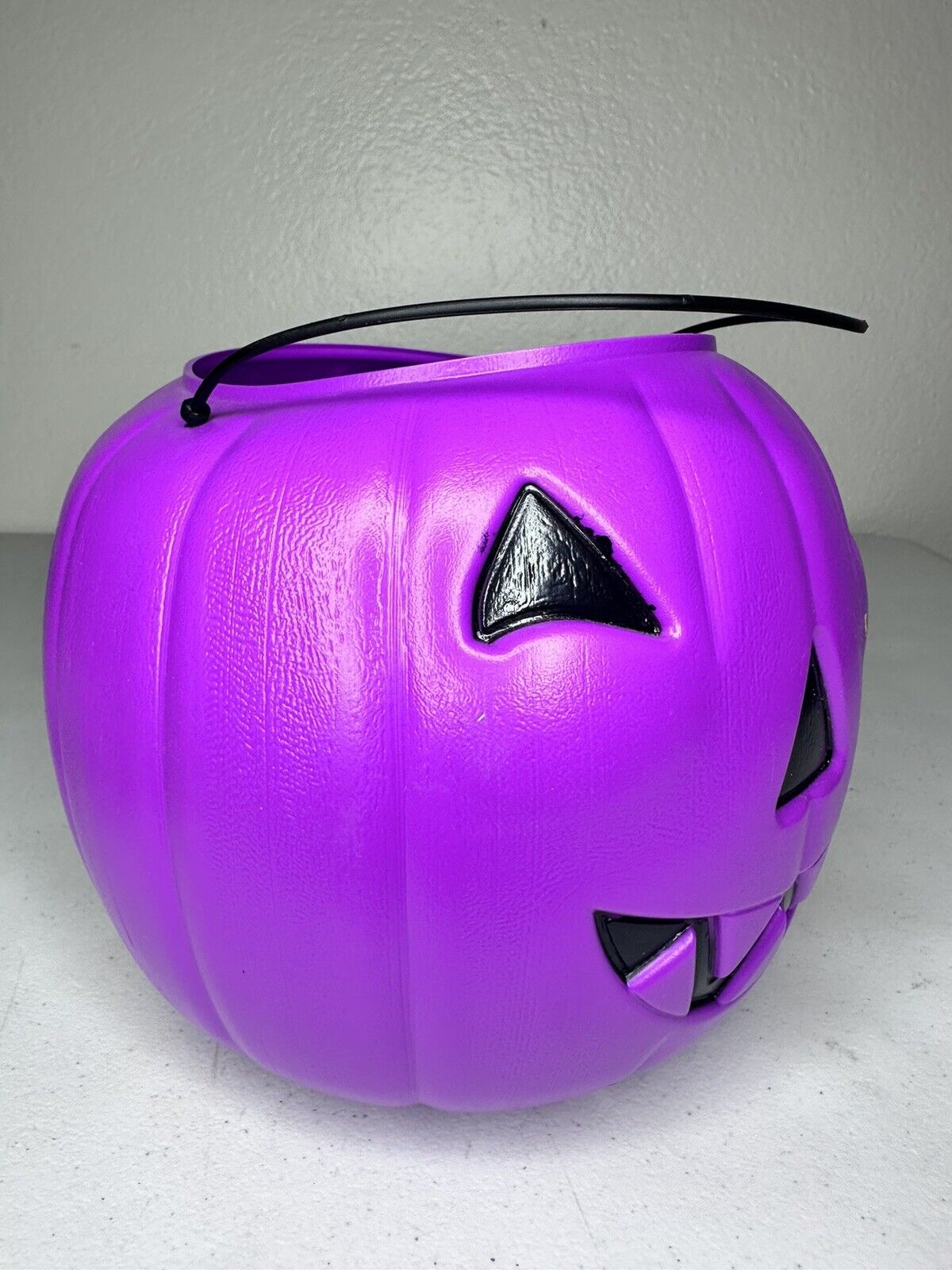 Vintage General Foam Purple Halloween Pumpkin Bucket - Collectible Jack O' Lantern with Handle - TreasuTiques