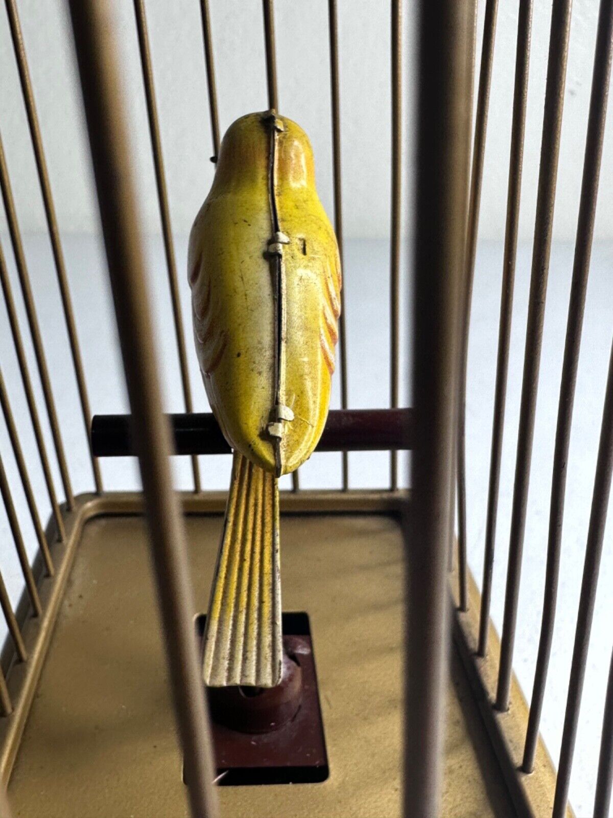 Antique 1930s Handcrafted Brass Bird Cage Toy - Vintage Battery Operated Home Decor - TreasuTiques