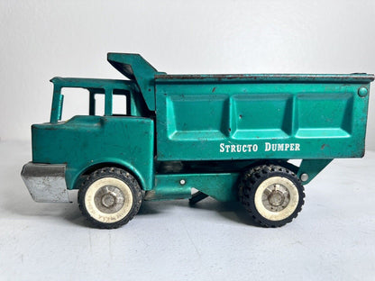 Vintage 1950s Structo Toys Green Metal Dump Truck - Classic Collectible Dumper - TreasuTiques