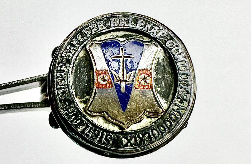 Antique 1800s 10Kt Gold Knights of Columbus Signet Ring with Enamel Detail - Rare Vintage Collectible - TreasuTiques