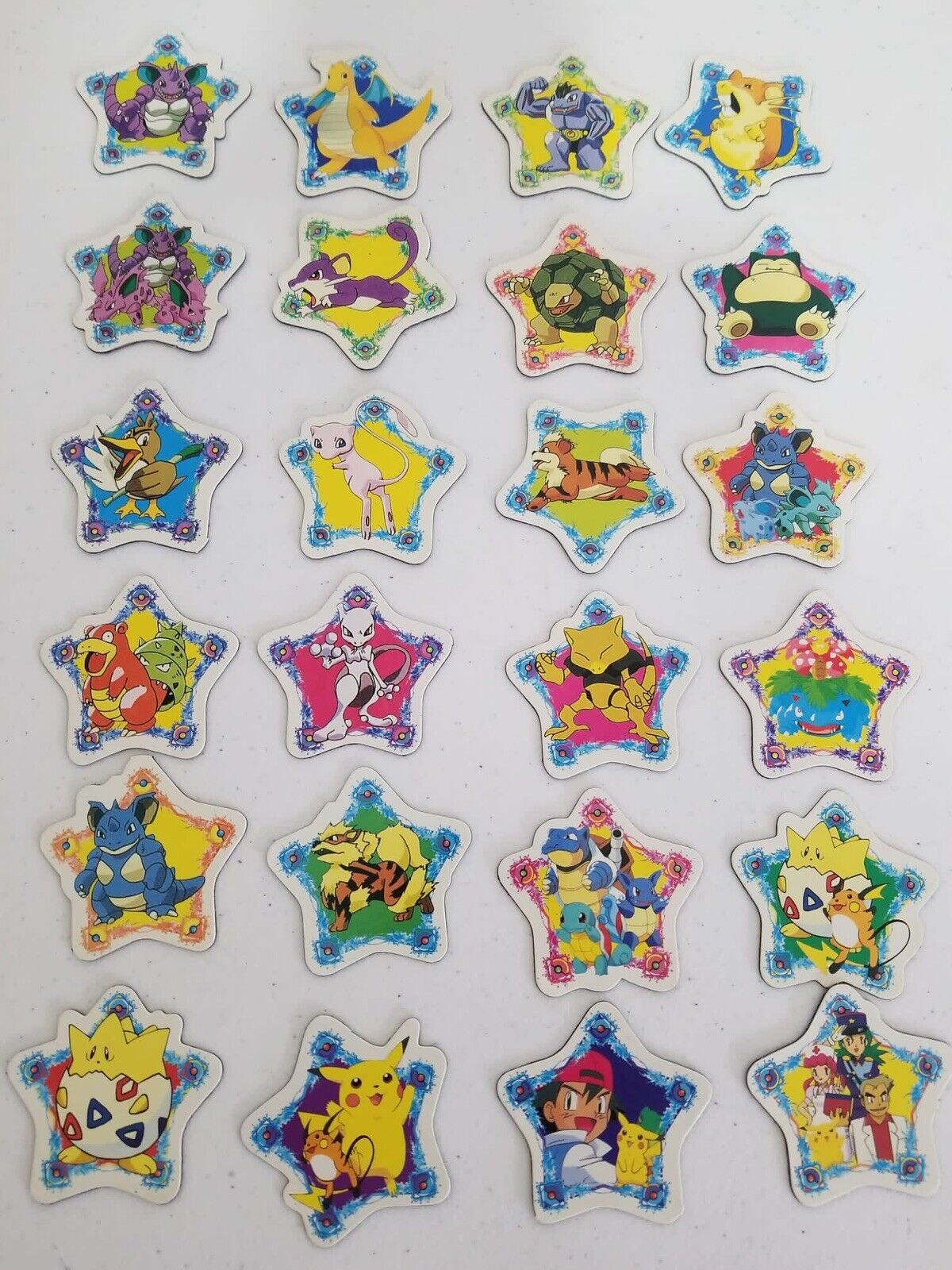 Vintage 1990s Pokémon Magnets - Complete Set of 24 with Pikachu, Charmander, Charizard, & More - TreasuTiques