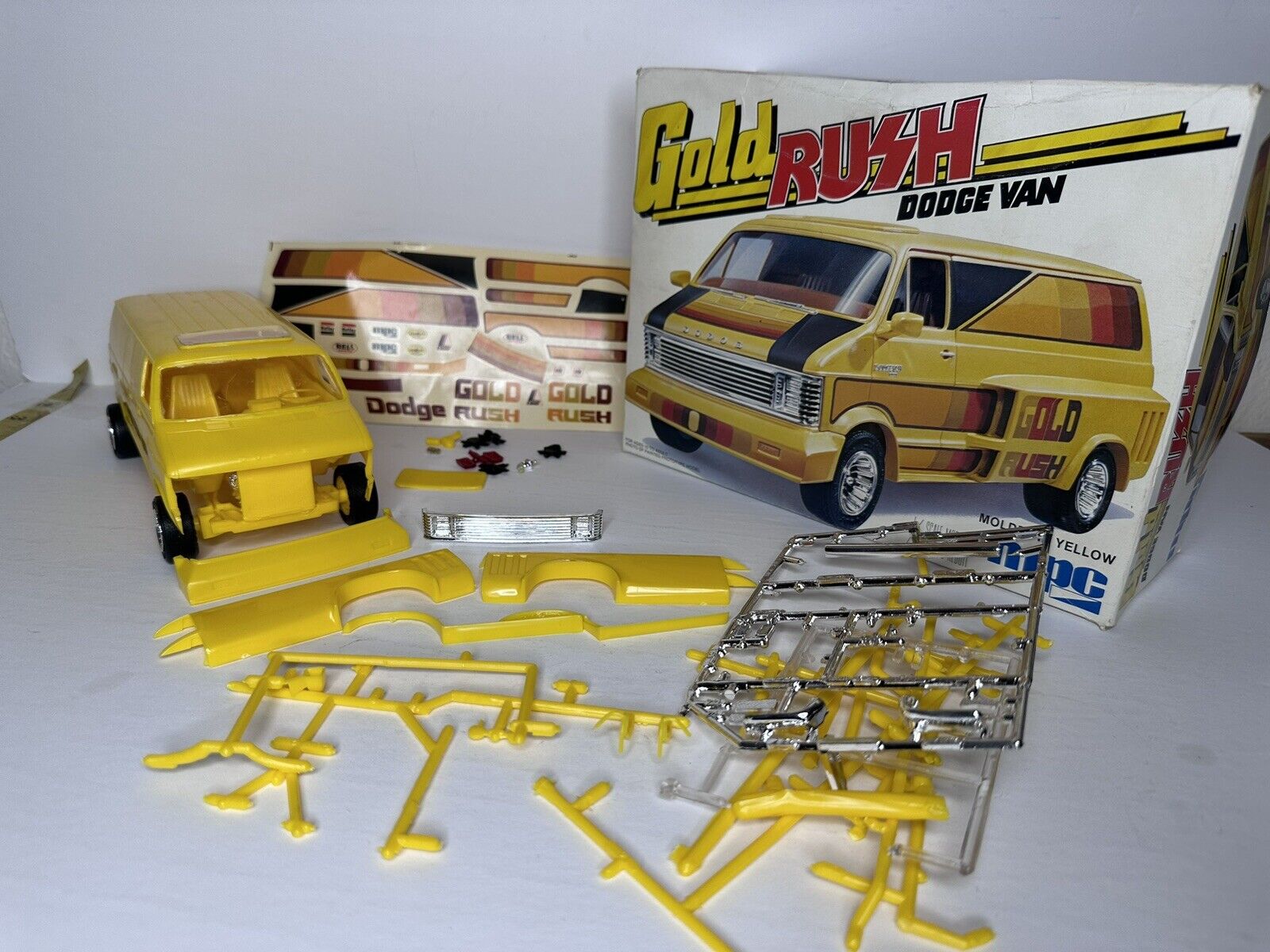 1978 Vintage MPC 1/25 Gold Rush Custom Dodge Van Model Kit - Complete with Original Box #1-0423 - TreasuTiques