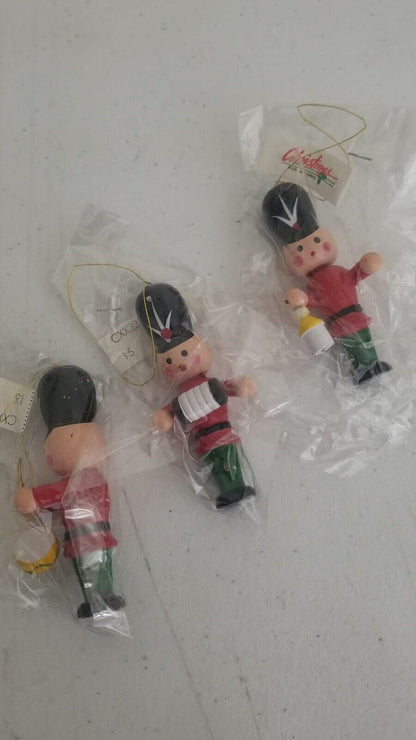 Vintage Hand-Painted Nutcracker Soldier Christmas Ornaments - Collectible Set of 3 from Taiwan - TreasuTiques