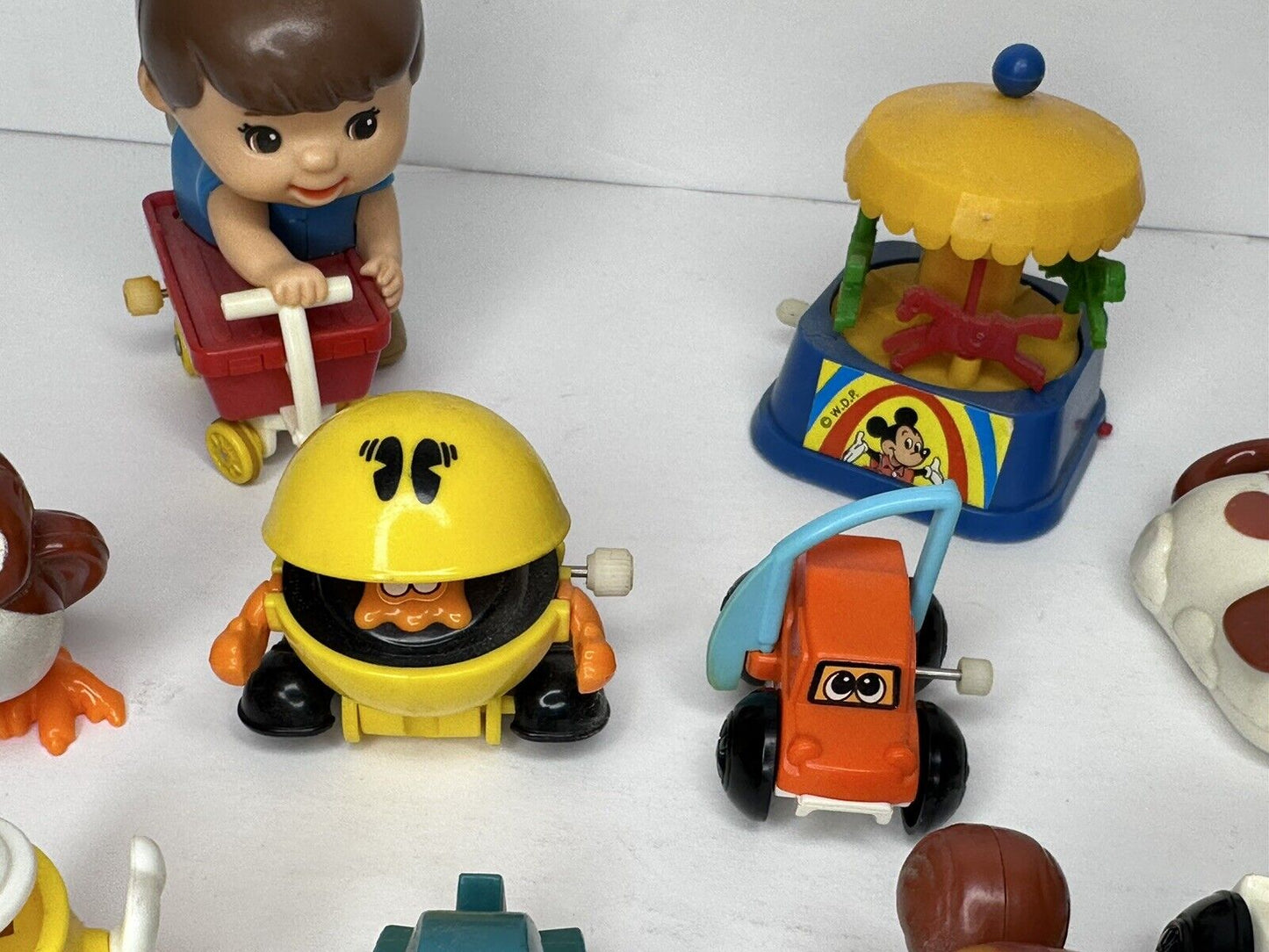 Vintage Tomy & Durham Wind-Up Toys Collection - Includes Pac-Man, Mickey Mouse, and More - Rare Nostalgic Lot from the 1970s - TreasuTiques