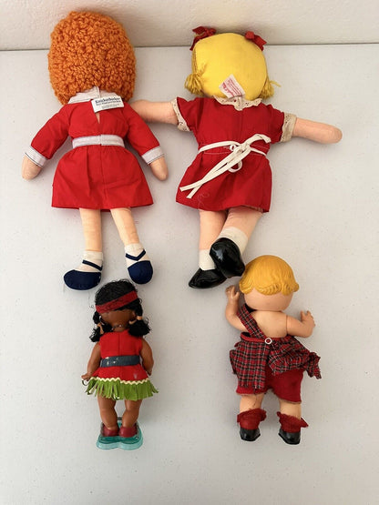 Vintage Lot of 4 Campbell's Soup Annie Knickerbocker Indian Kid Girl Dolls - Collectible Set - TreasuTiques