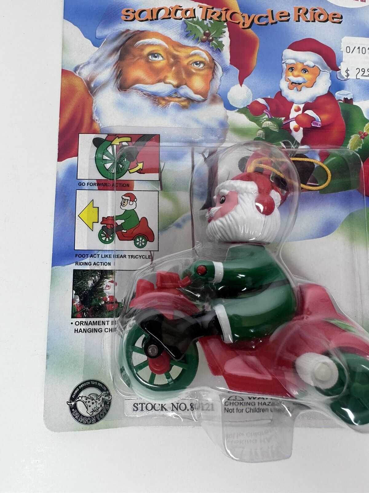 Vintage Christmas Santa Wind-Up Tricycle - 2-in-1 Ornament & Classic Toy - TreasuTiques