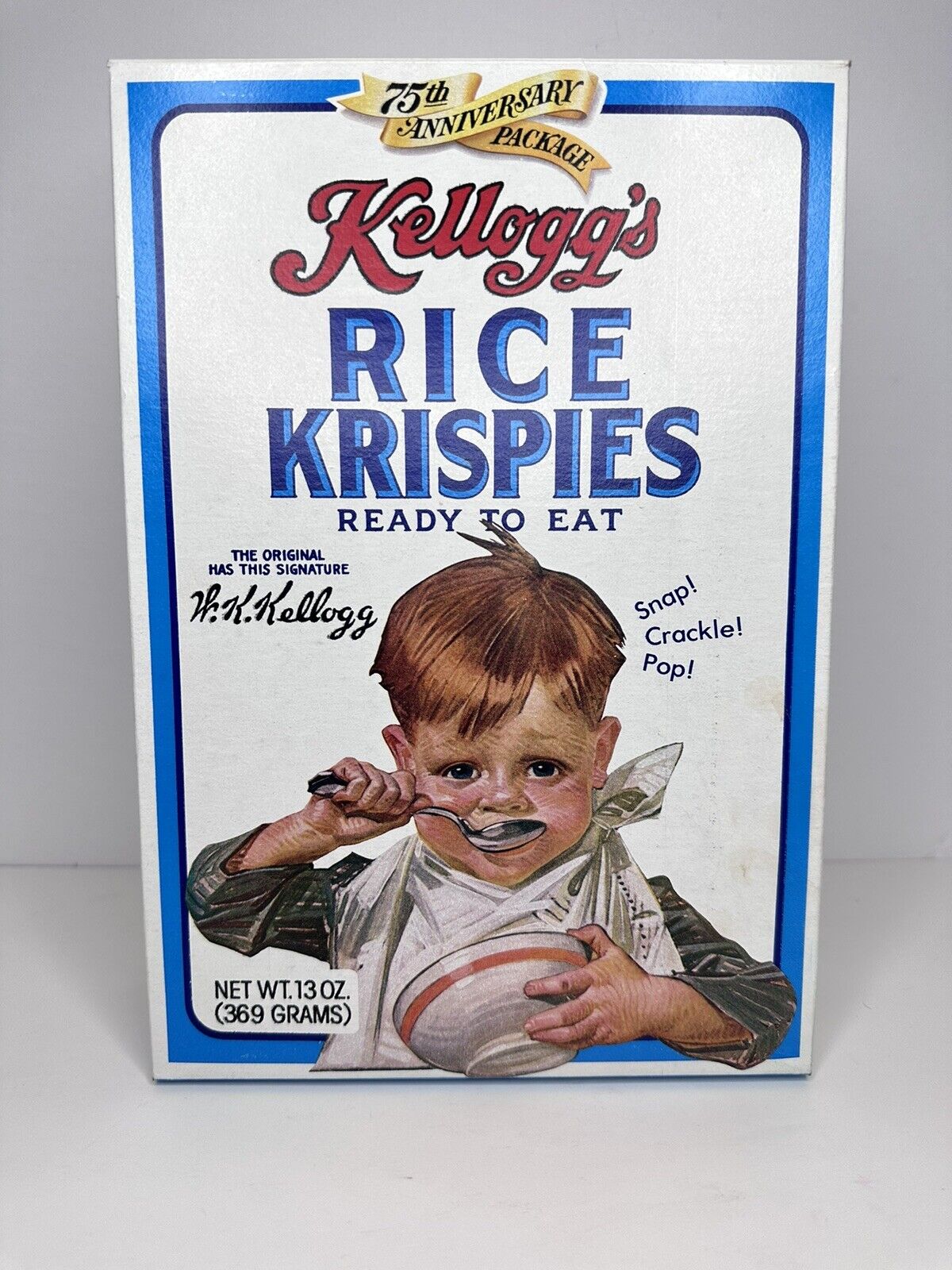 Vintage 1981 Kellogg's Rice Krispies 75th Anniversary Collectible Empty Cereal Box with Original Bag - Rare Retro Breakfast Memorabilia - TreasuTiques