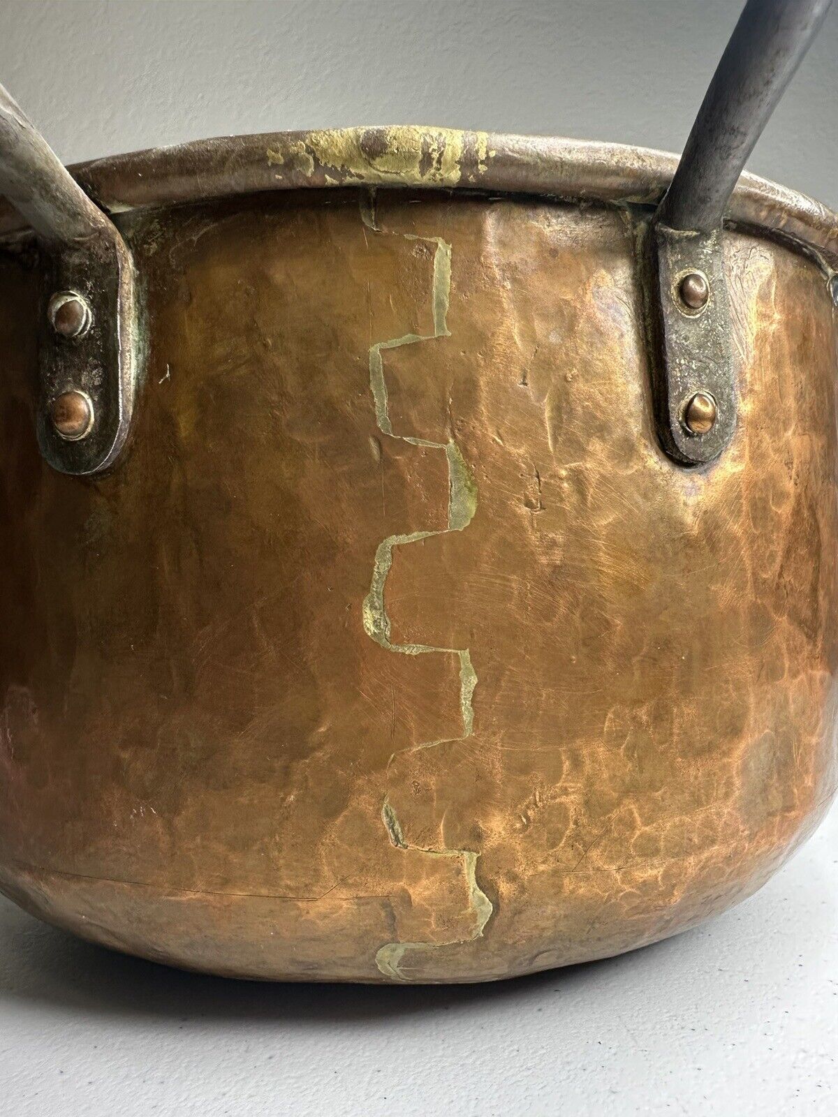 Antique Early 1800s Hand-Hammered French Copper Stew Pot with Dovetail Joints - 10.5" Vintage Cookware - TreasuTiques