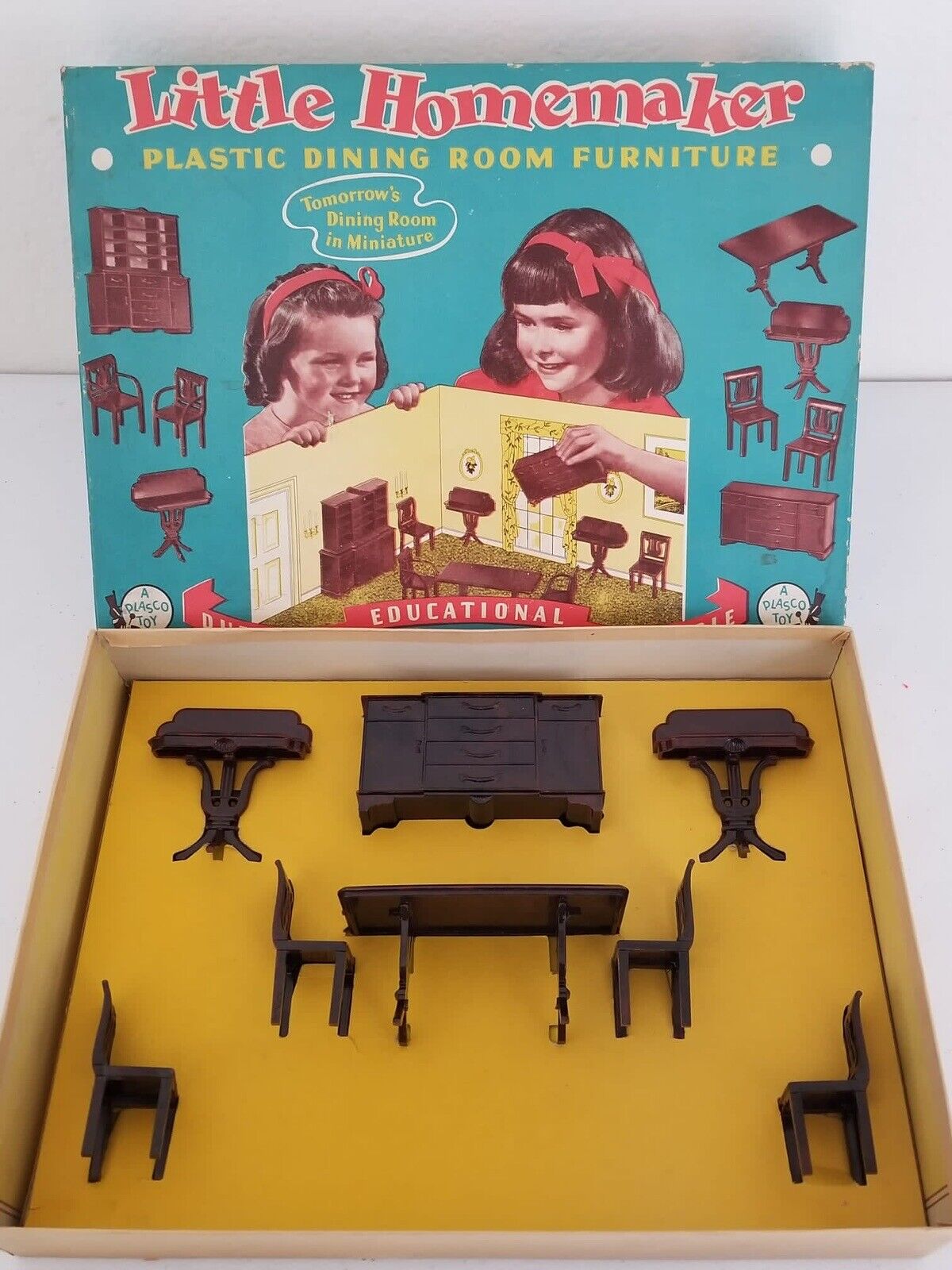 Vintage 1940s Little Homemaker Plastic Dining Set - Plasco Toy 1947 Collectible - TreasuTiques