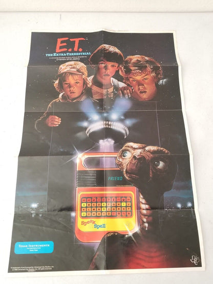 Vintage 1982 E.T. The Extra-Terrestrial Speak & Spell Texas Instruments Poster - Rare Collectible - TreasuTiques