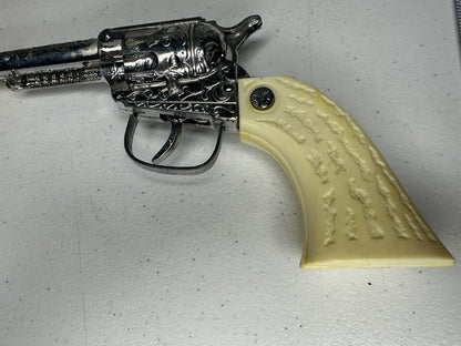 Vintage Kusan Inc. Western Six Shooter Toy Cap Gun #280 with Ornate Leather Holster - TreasuTiques