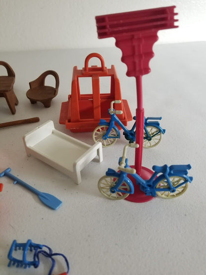 Rare 1978 Playmobil & 1981 Fisher Price Vintage Lot - 20 Accessories, Furniture, Bikes & More - TreasuTiques