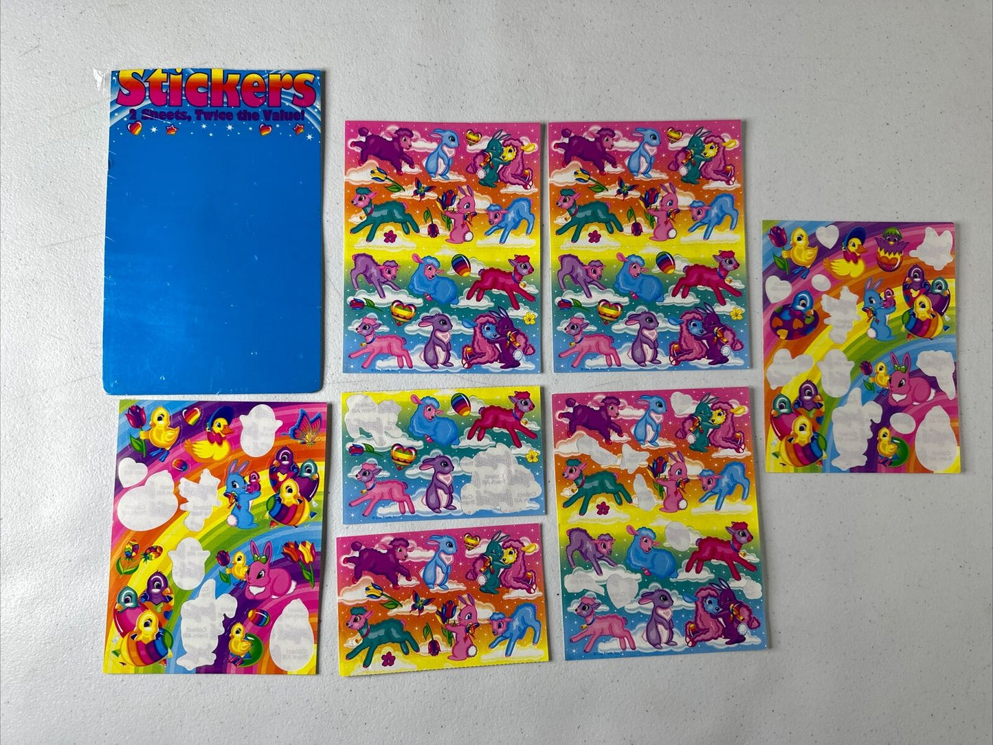 Rare Vintage Lisa Frank Sticker Sheets - 6-Piece Set with Card Back - Collectible 1990s Nostalgia - TreasuTiques