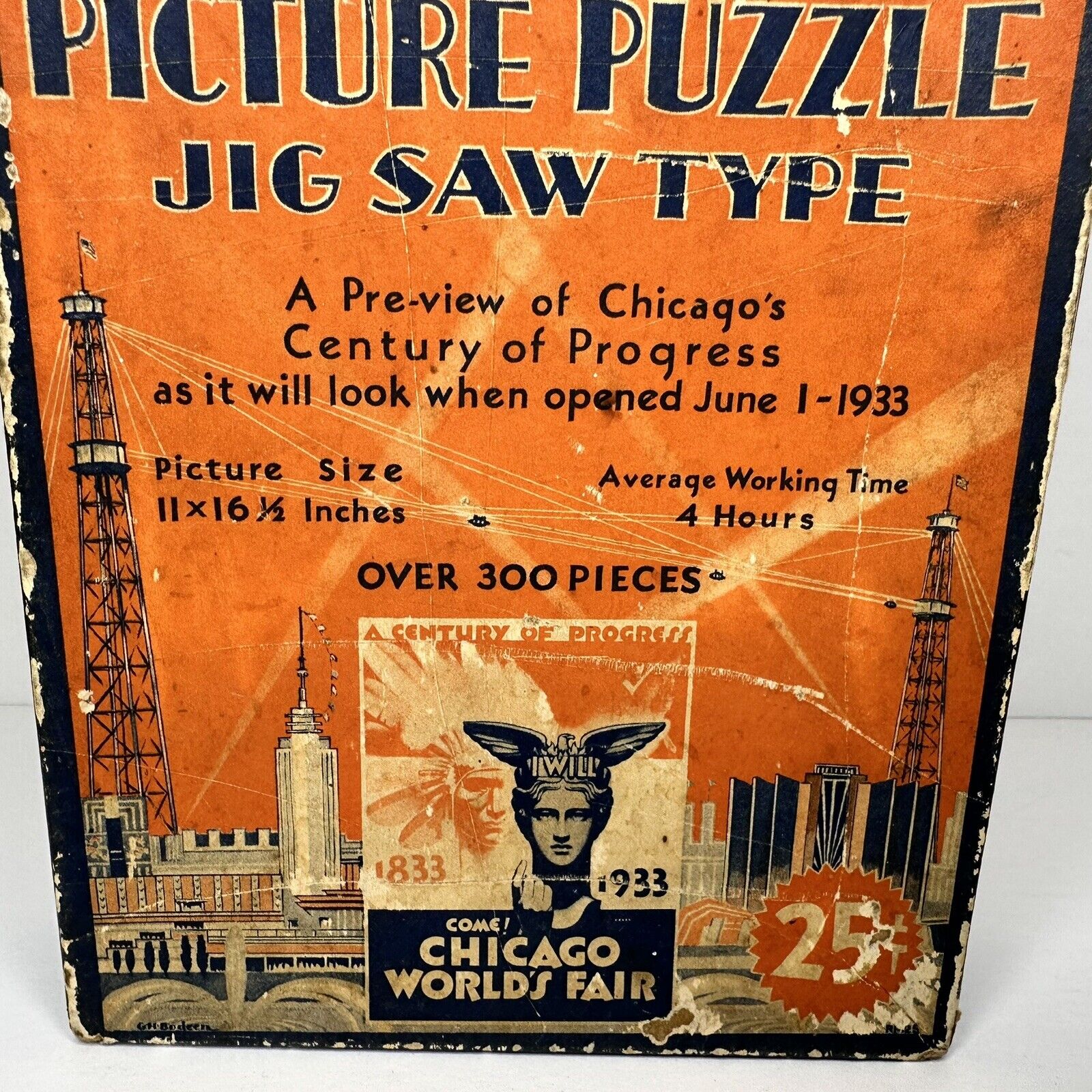 Rare 1933 Chicago World's Fair Jigsaw Puzzle - Vintage Collectible in Original Box - Piece Count Not Verified - TreasuTiques