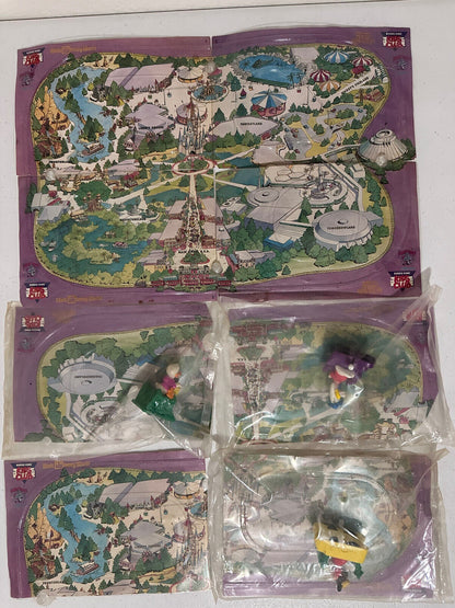 Vintage 1991 Burger King Kids Club Disneyland Magic Kingdom Map with Windup Toys - Complete Set - TreasuTiques