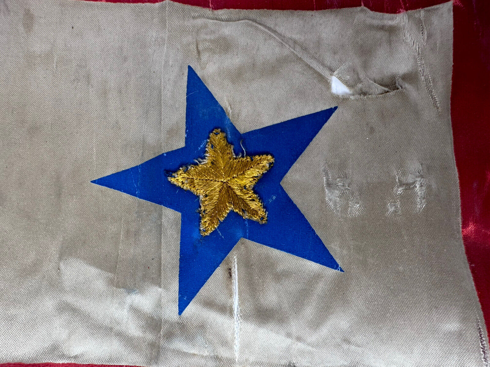 Original World War I Gold Star Mother Window Banner - Symbol of Valor and Sacrifice - TreasuTiques