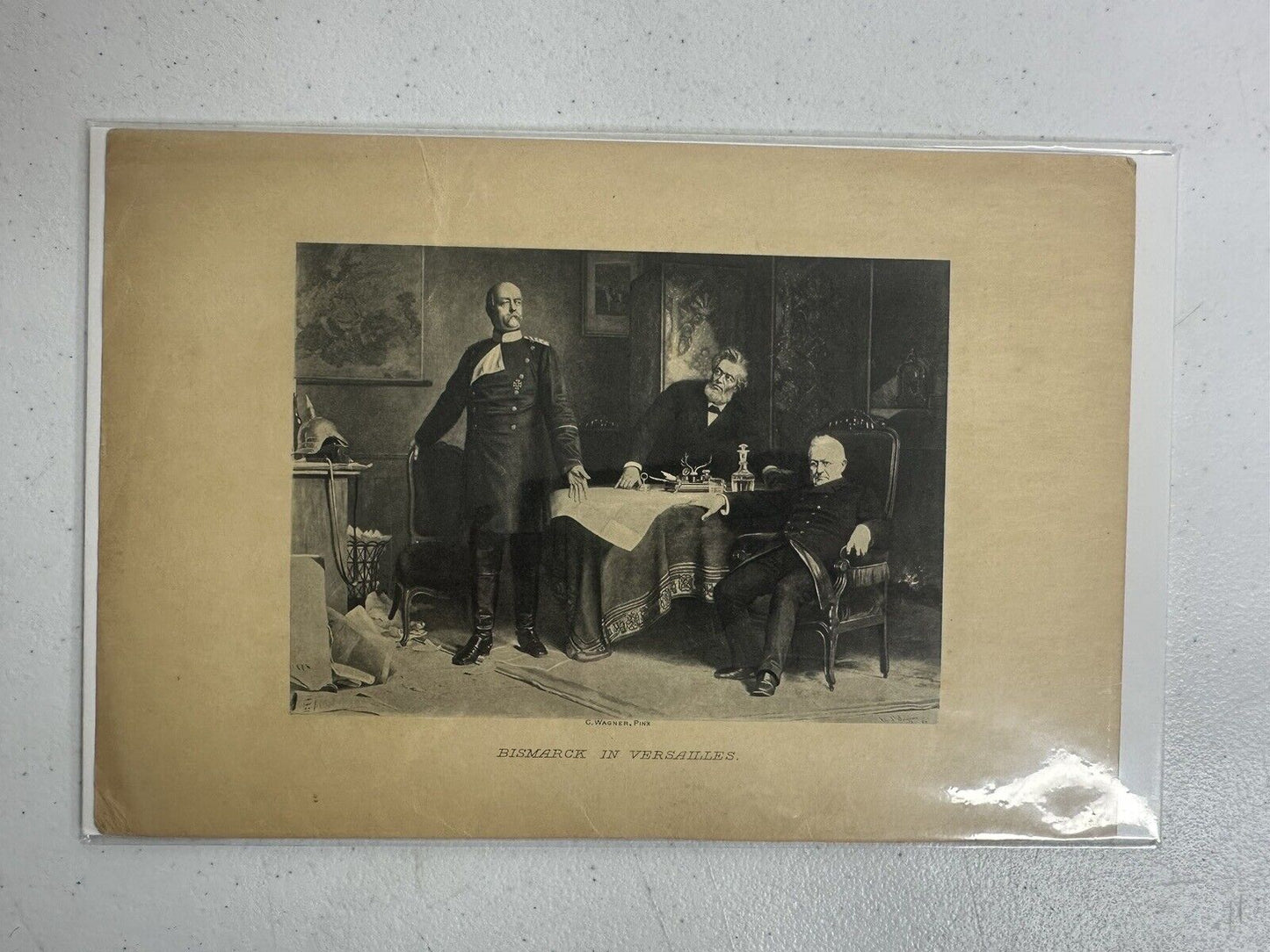 Historic 1871 Otto Von Bismarck at Versailles Treaty Print - Artwork by Carl Wagner - TreasuTiques