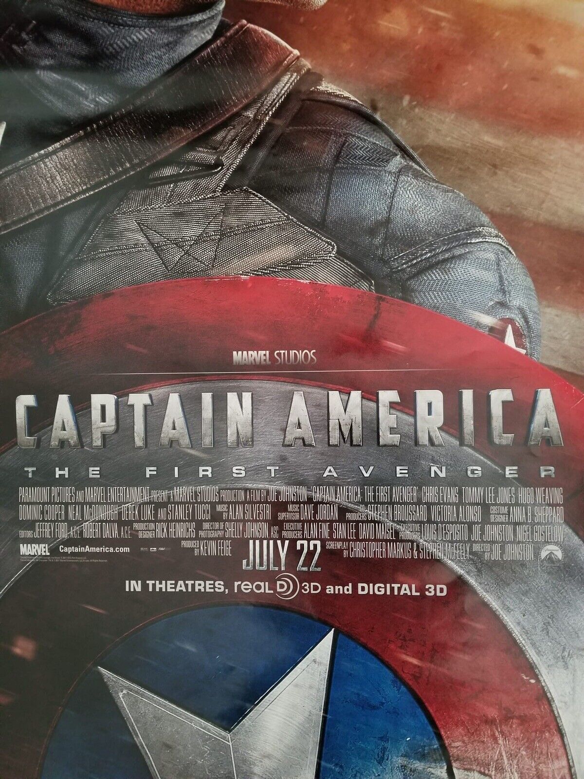 Rare Vintage Captain America Movie Marquee Poster - The First Avenger (2011), 40x27 - TreasuTiques