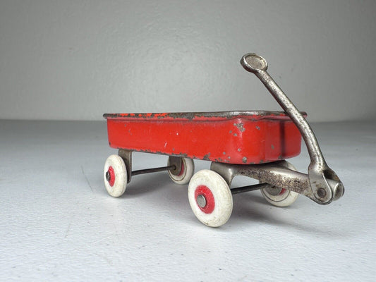 Vintage Miniature Radio Flyer Wagon - Retro Red Toy with White Rubber Wheels | Collectible - TreasuTiques