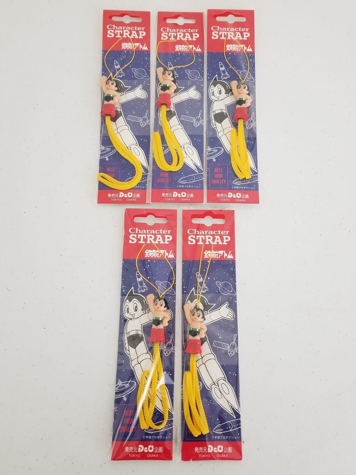 Astro Boy Yellow Vintage Straps Lot of 5 - Ultra-Thin String, Japan Exclusive, New in Original Packaging - TreasuTiques