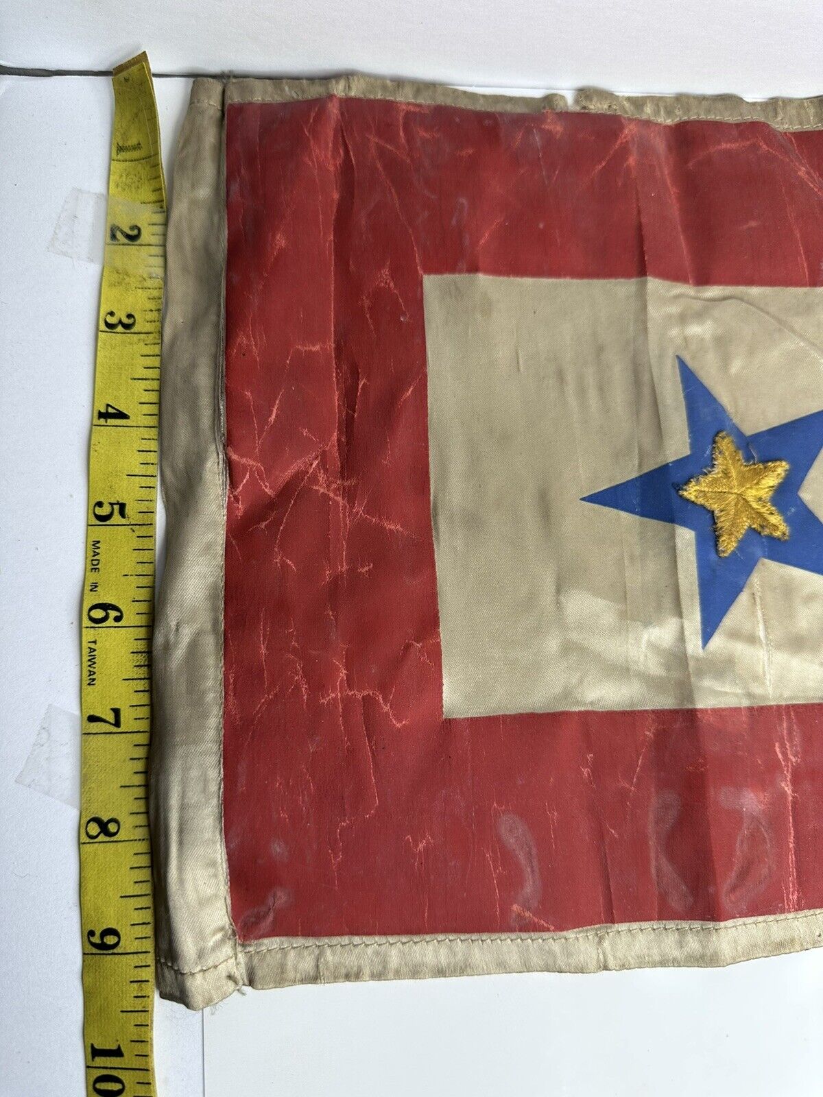 Original World War I Gold Star Mother Window Banner - Symbol of Valor and Sacrifice - TreasuTiques